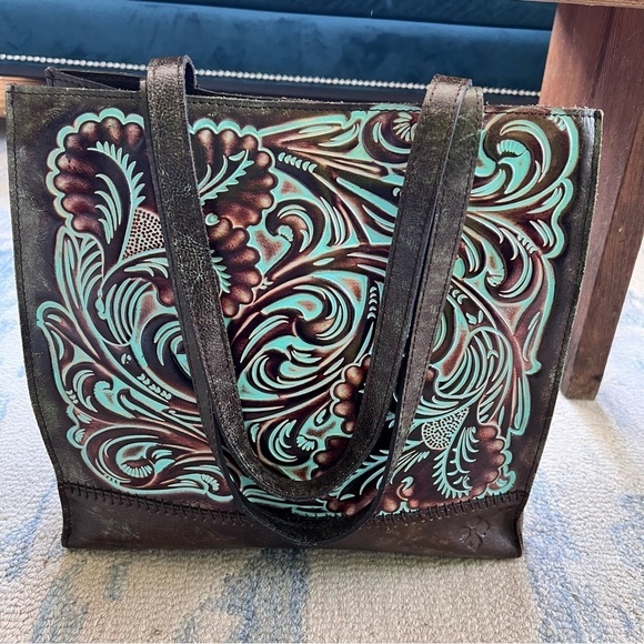 Patricia Nash Tooled Leather
Turquoise and Brown Tote EUC - Picture 1 of 9